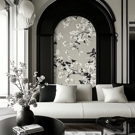 Monochrome Home Decor with Floral Design