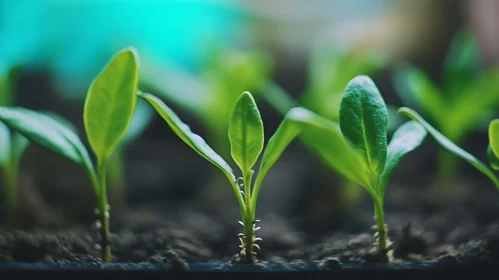 Green Seedlings Sprouting from Soil