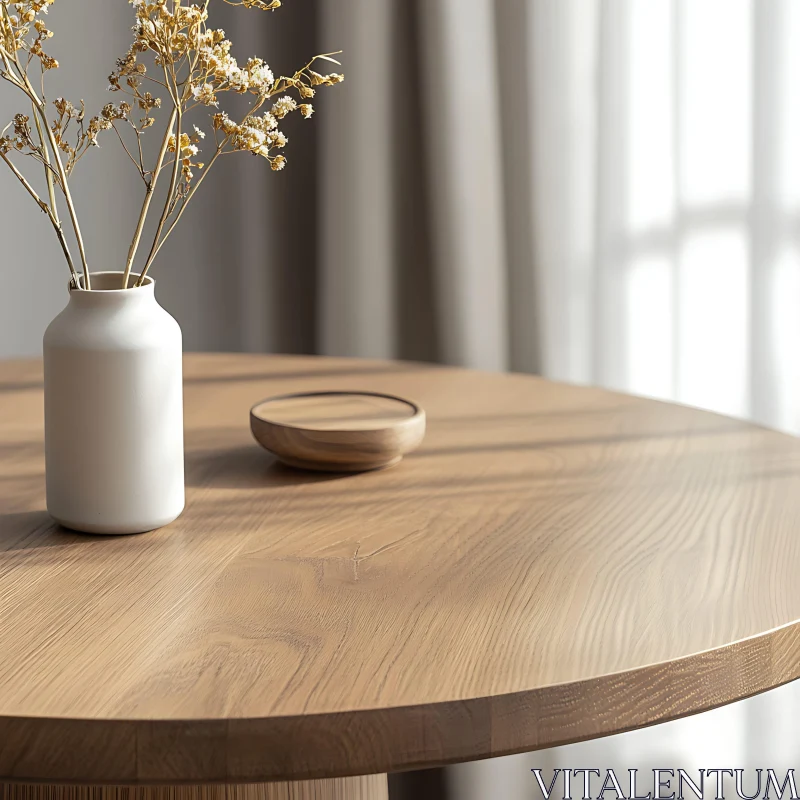 Still Life with Vase and Wooden Bowl AI Image