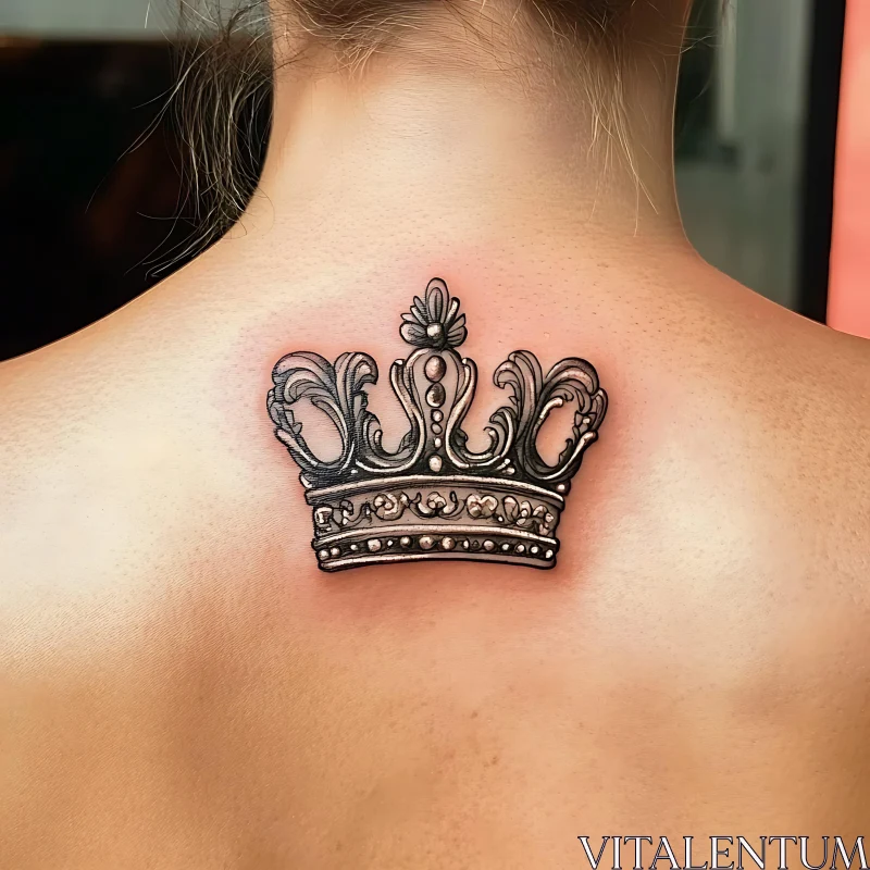 Intricate Crown Tattoo Design AI Image