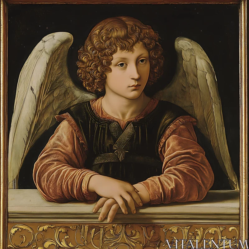 AI ART Renaissance Angel with Contemplative Expression