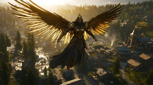 Golden Wings Above the Settlement