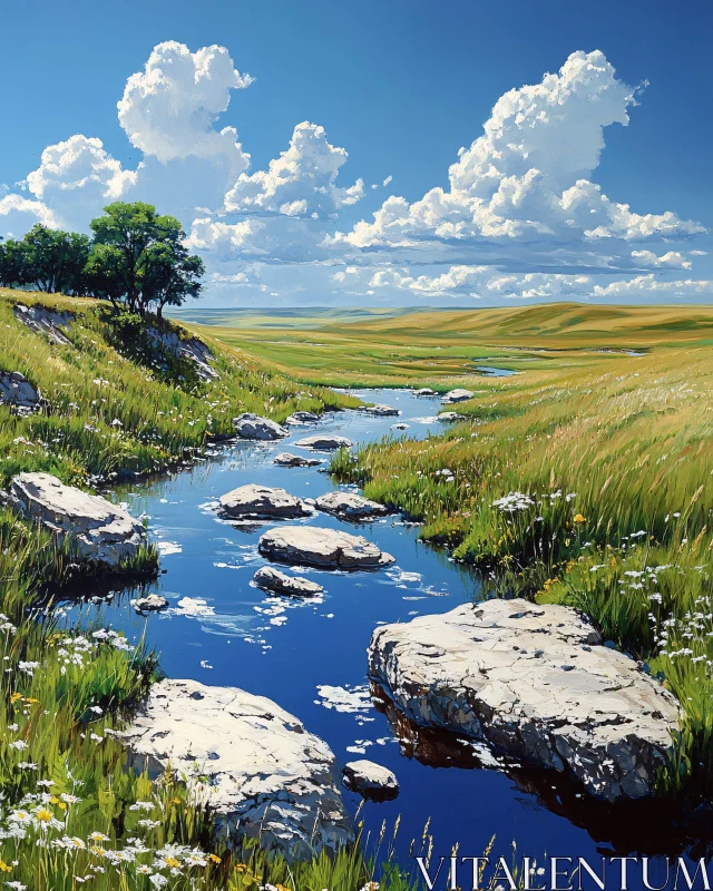 AI ART Meadow River Art