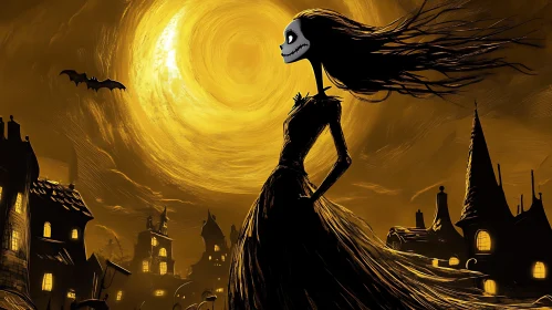 Golden Night Gothic Silhouette