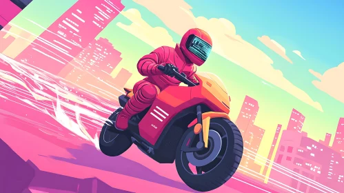 Motorcycle in Cityscape