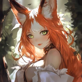 Anime Fox-Girl with Red Hair