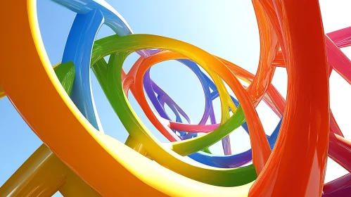 Colourful Abstract Rings on Sky Background