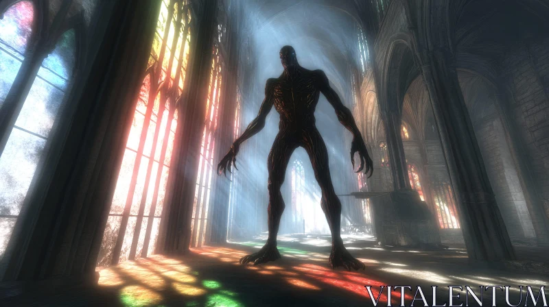 Monster in a Cathedral of Light AI Image