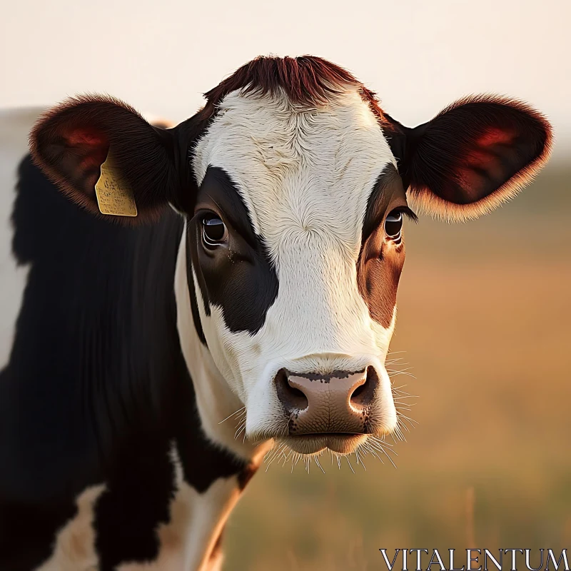 AI ART Black and White Cow Face Close-Up