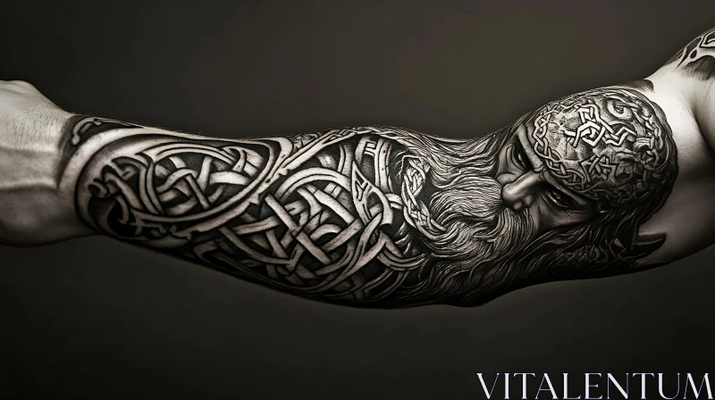 Norse Celtic Knot Tattoo Art on Arm AI Image