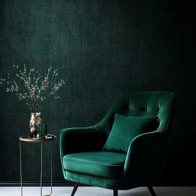 Velvet Armchair in Emerald Green Room