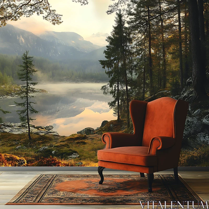 AI ART Secluded Armchair by the Lake