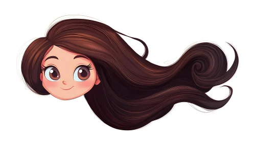 Animated Girl Portrait with Brown Hair