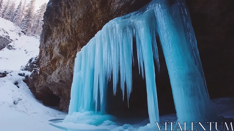 AI ART Breathtaking Winter Icicles Draped Over a Rocky Cave