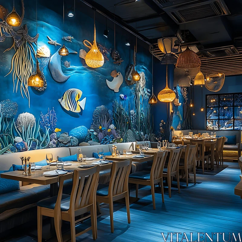 AI ART Underwater Mural Dining Room