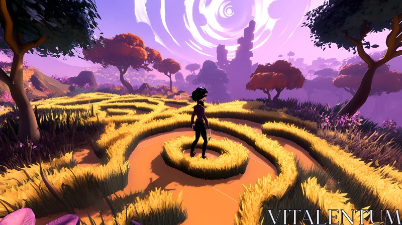 Maze Adventure - Woman in Dreamscape AI Image