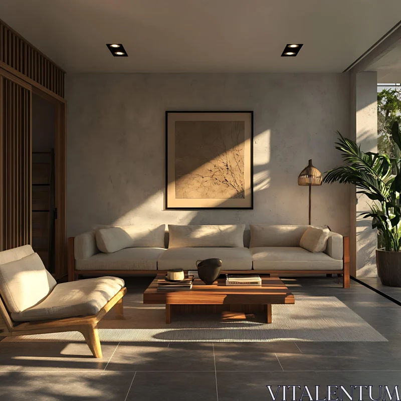 Sunlit Modern Living Space AI Image