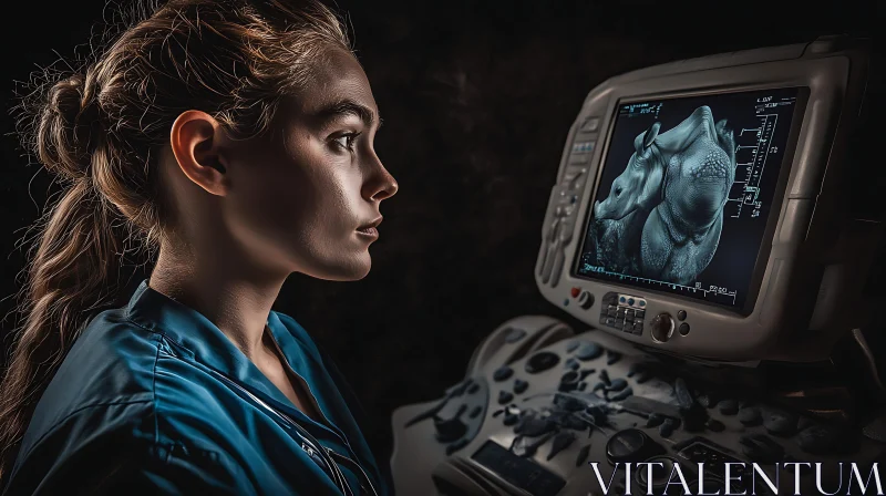 AI ART Woman Viewing Rhino Ultrasound