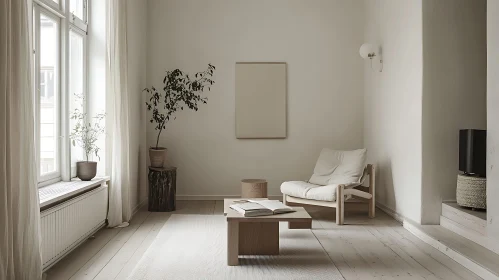 Serene Interior with Natural Light and Plants