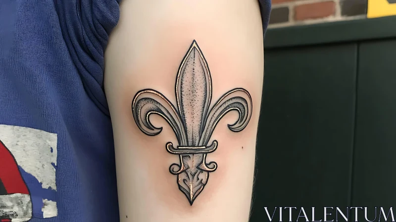 Detailed Fleur-de-lis Tattoo on Upper Arm AI Image