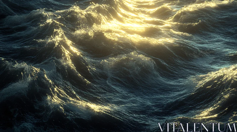 AI ART Sunlit Ocean Waves