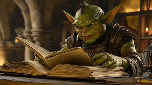 A Goblin immersed in old book