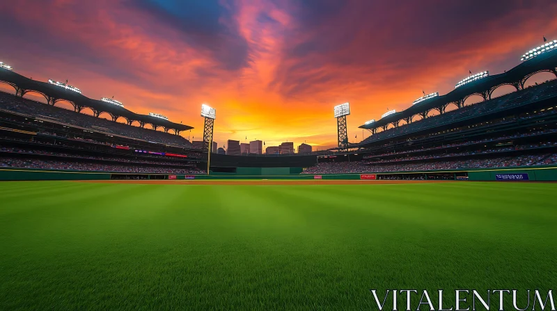 AI ART Stunning Baseball Stadium at Sunset