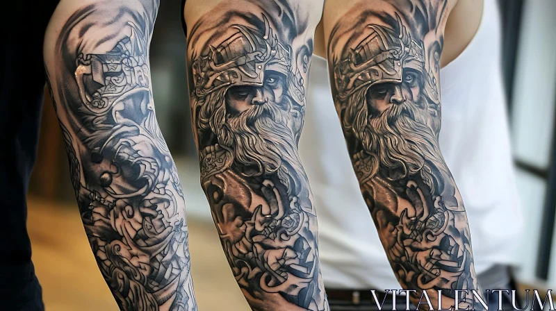 Detailed Norse Mythology Tattoo Design AI Image