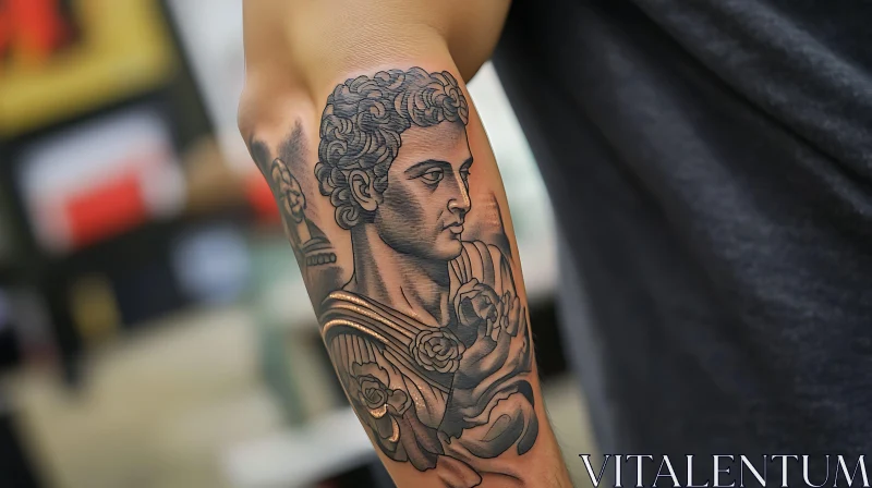 Classic Roman Portrait Tattoo Design AI Image