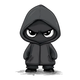 Hooded Cartoon Character with Attitude