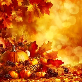 Fall Harvest Still Life with Pumpkins