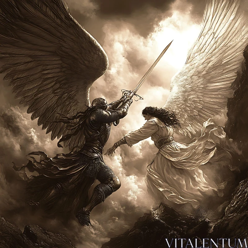 AI ART Winged Warriors Clash in Epic Battle