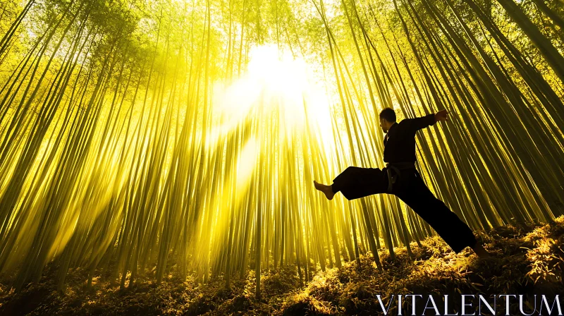 AI ART Bamboo Forest Martial Artist