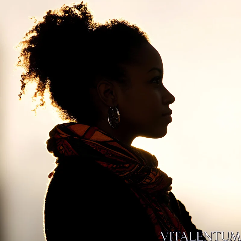 Golden Hour Silhouette of a Woman AI Image