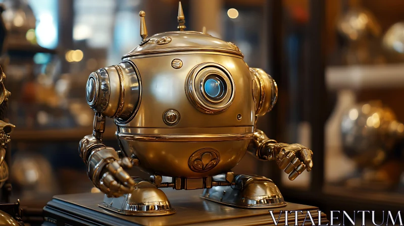 AI ART Vintage Brass Robot Sculpture