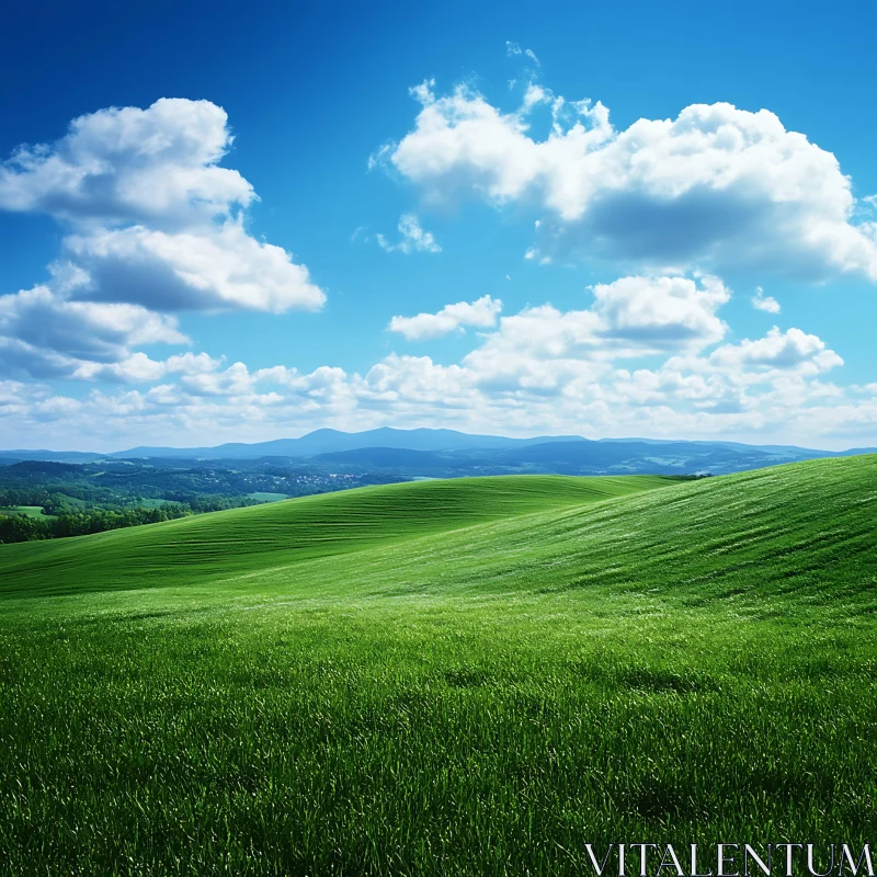 AI ART Rolling Hills and Cloudy Sky Scenery