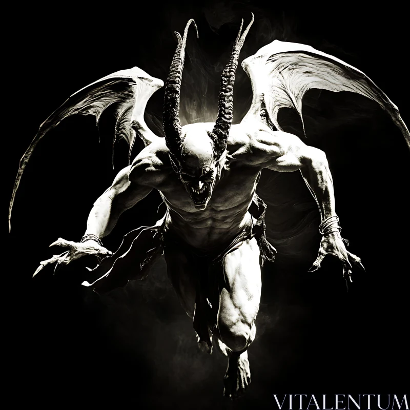 AI ART Winged Demon in Dark