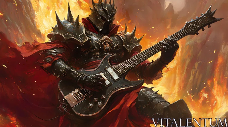 AI ART Armored Guitarist in Inferno