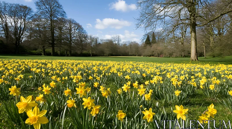 Yellow Daffodils in Full Bloom AI Image