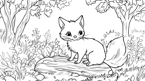 Woodland Fox Cub Illustration