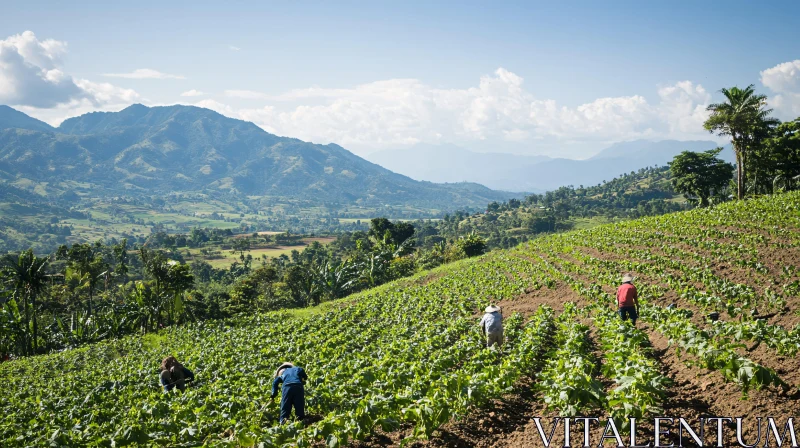 AI ART Farmers Working in Green Field