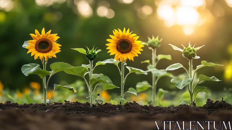 Sunlit Sunflower Garden AI Image