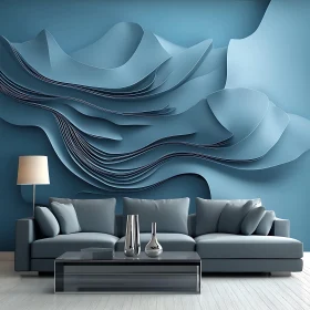 Contemporary Living Room with Layered Wall Art