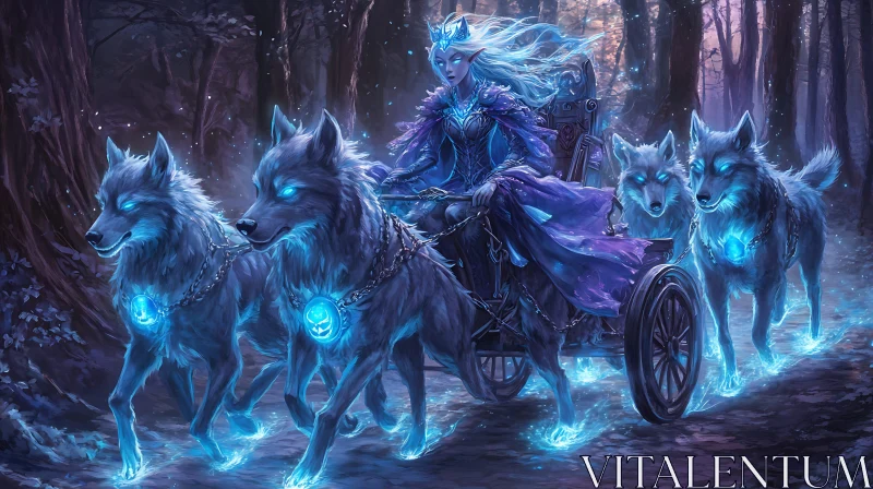 Mystical Queen of the Wolves AI Image