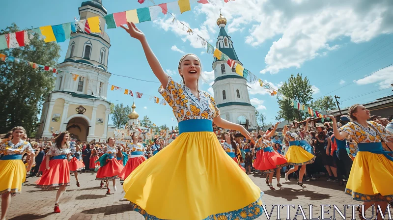 Women Dancing in Traditional Costumes AI Image