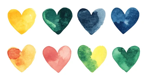 Assorted Watercolor Heart Collection