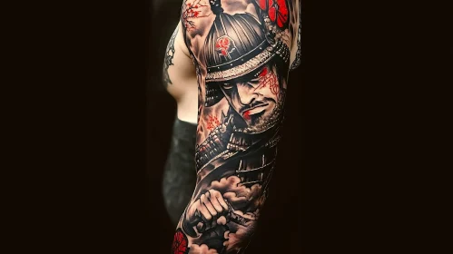 Detailed Samurai Tattoo on Arm