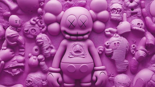 Monochromatic Pink Character Sculpture