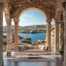 Coastal View from Ancient Stone Interior