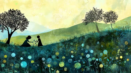 Children in a Field of Flowers